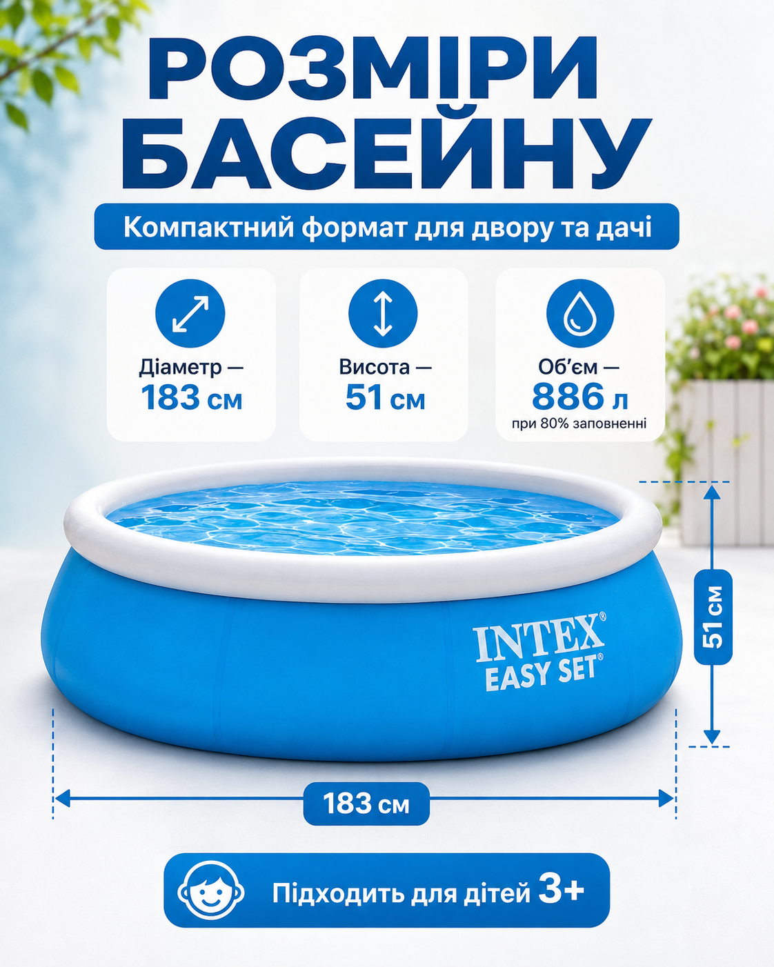 Розміри надувного басейну